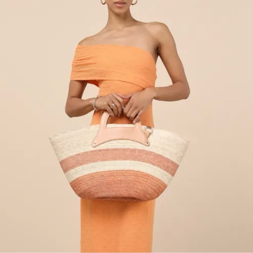 Gorgeous Aksel Beige Striped Woven Tote Bag - Picture 6 of 9